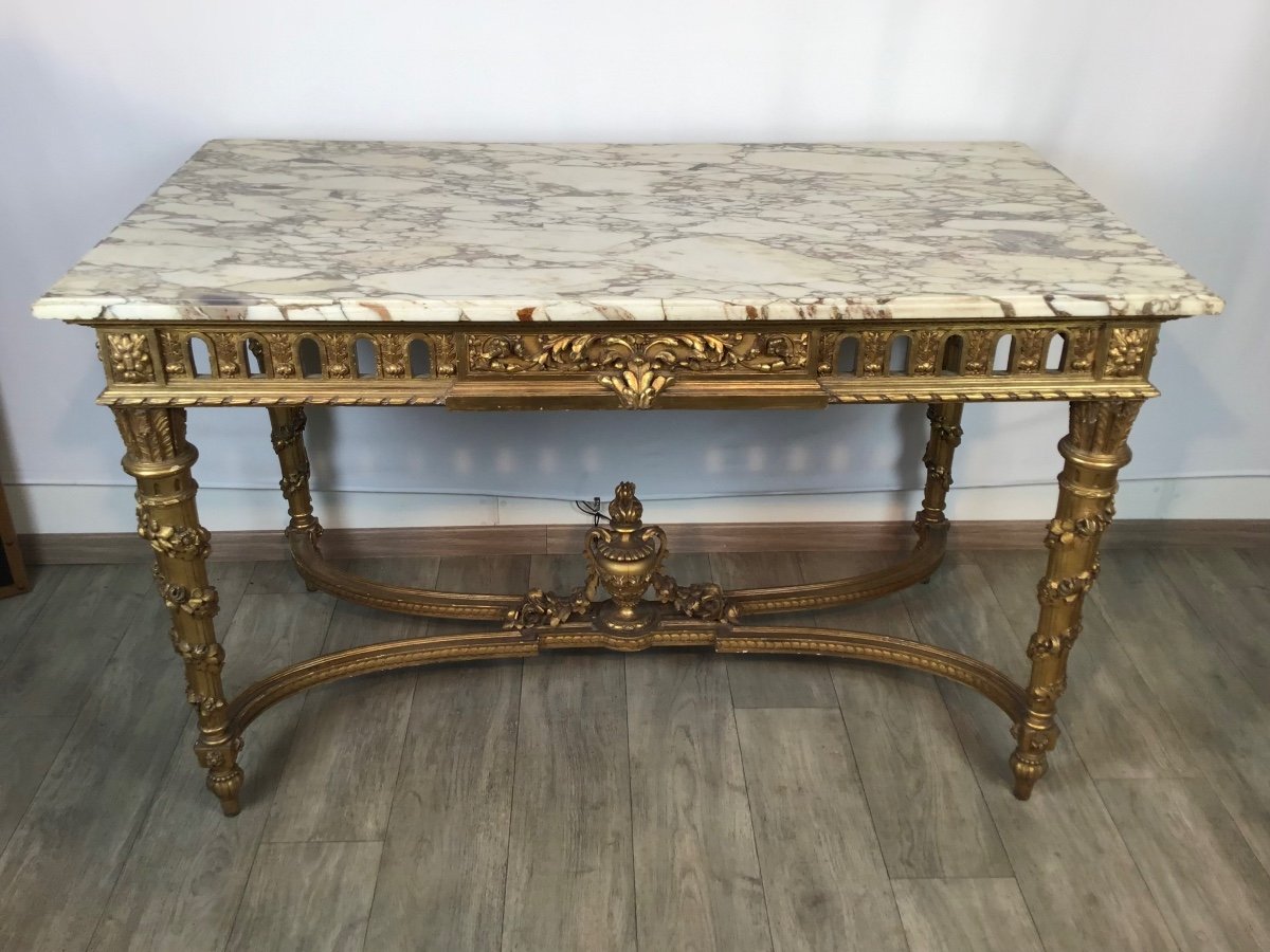 Middle Table In Golden Wood Louis XVI 19th-photo-2