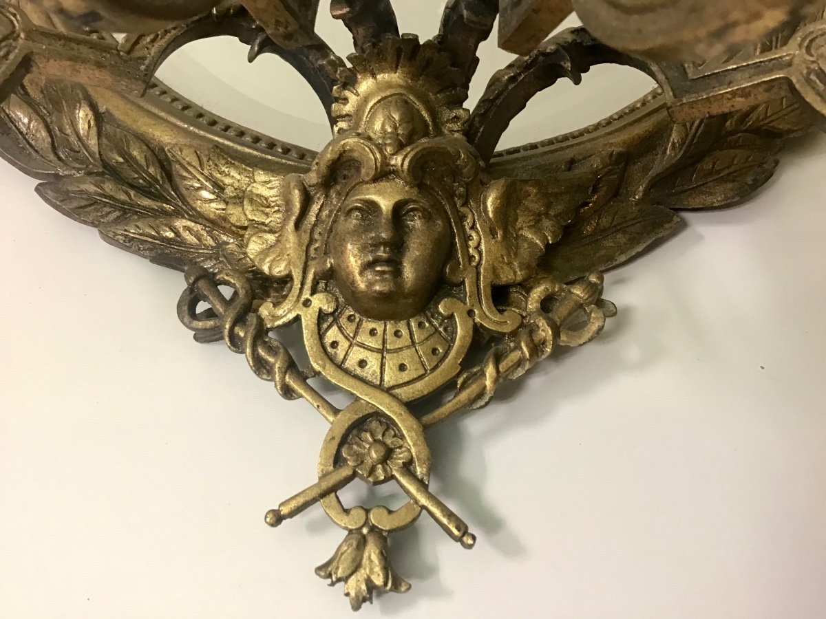 Deux Appliques Louis XVI Bronze Et Miroirs 4 Bras De Lumière 19eme Siècle-photo-1