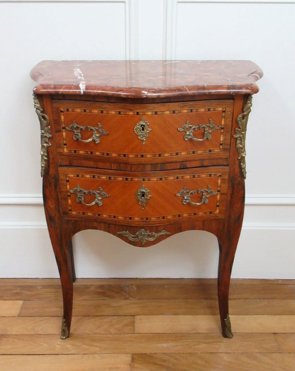 Petite Commode Louis XV 19eme Galbée Ou Grande Table De Chevet-photo-4