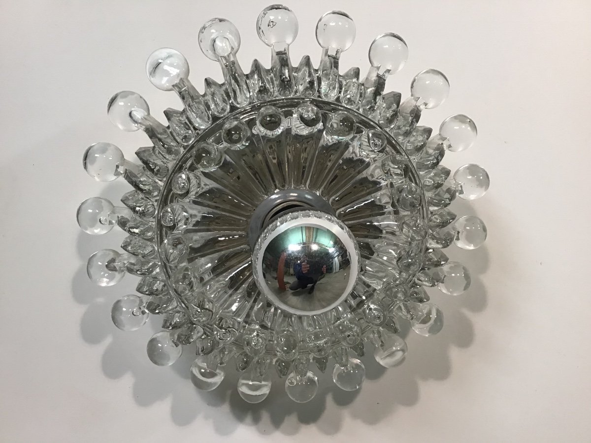 6 Appliques 1960 Limburg En Verre Et m&eacute;tal Chrom&eacute; Design Organique Vintage -photo-4