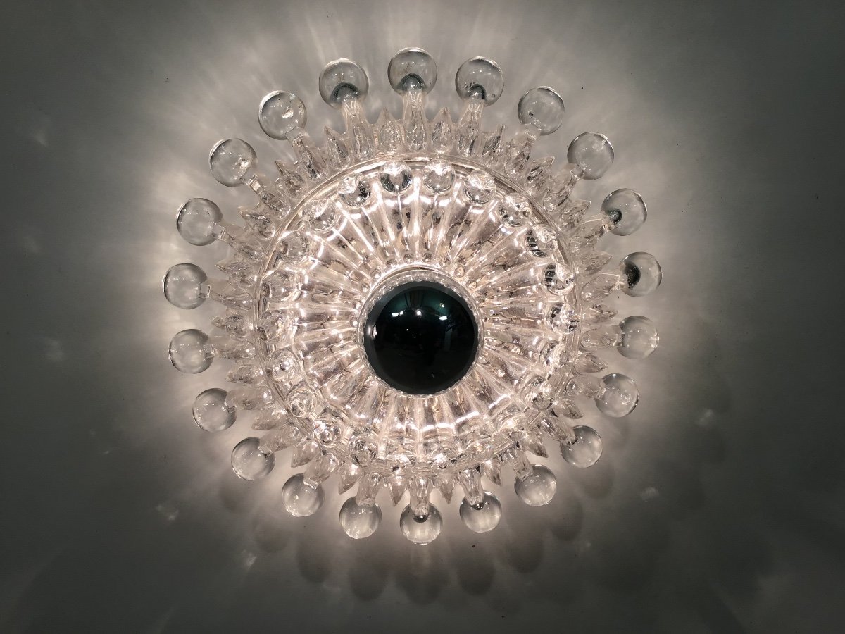 6 Appliques 1960 Limburg En Verre Et m&eacute;tal Chrom&eacute; Design Organique Vintage 