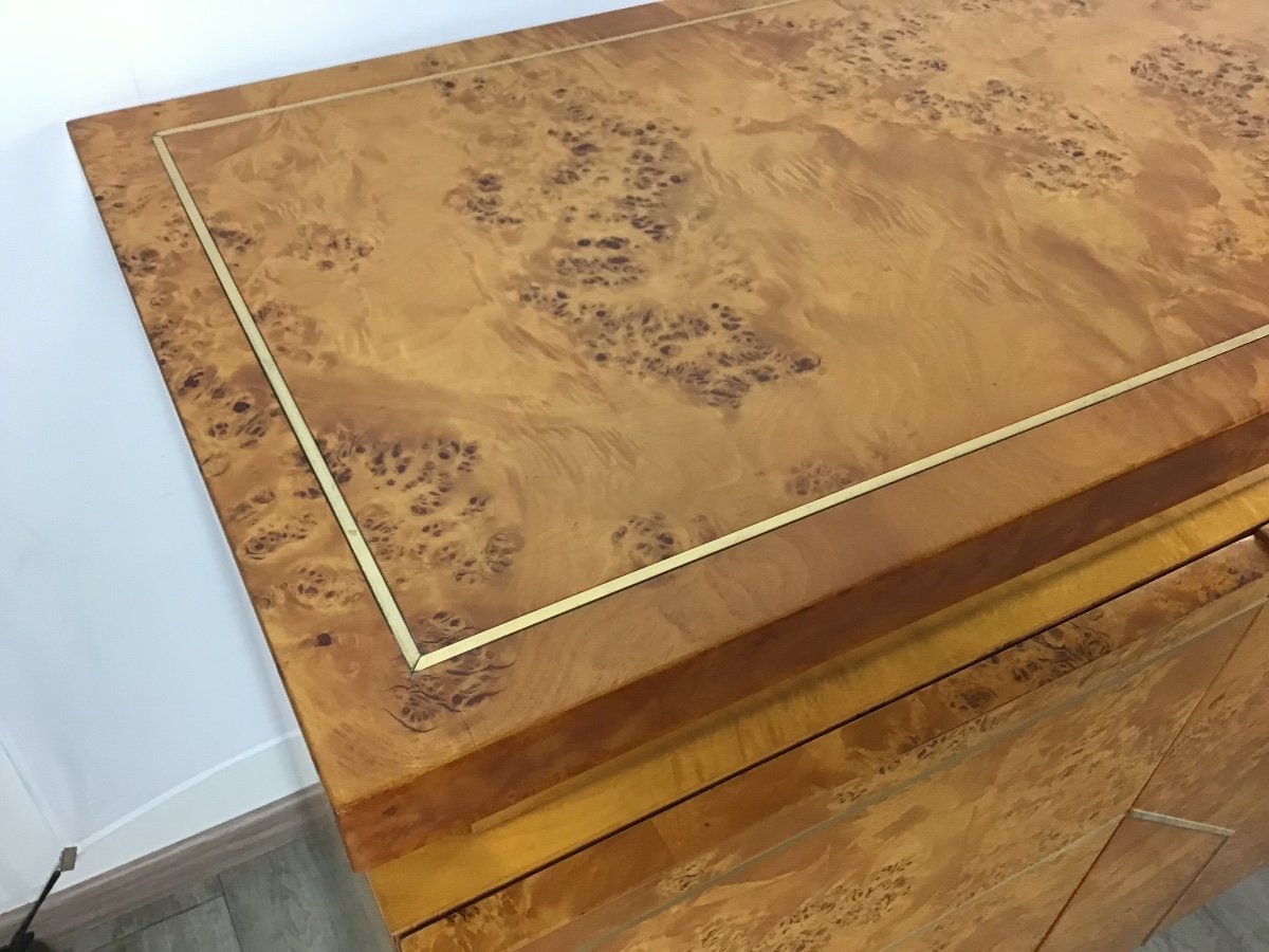 Buffet Sideboard By Jean Claude Mahey In Elm And Brass Burl-photo-7