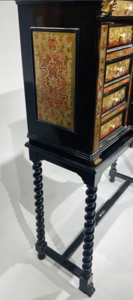 Architectural Cabinet In Renaissance Style Marquetry In The Taste Of The Far East With 3 Secret Caches-photo-1