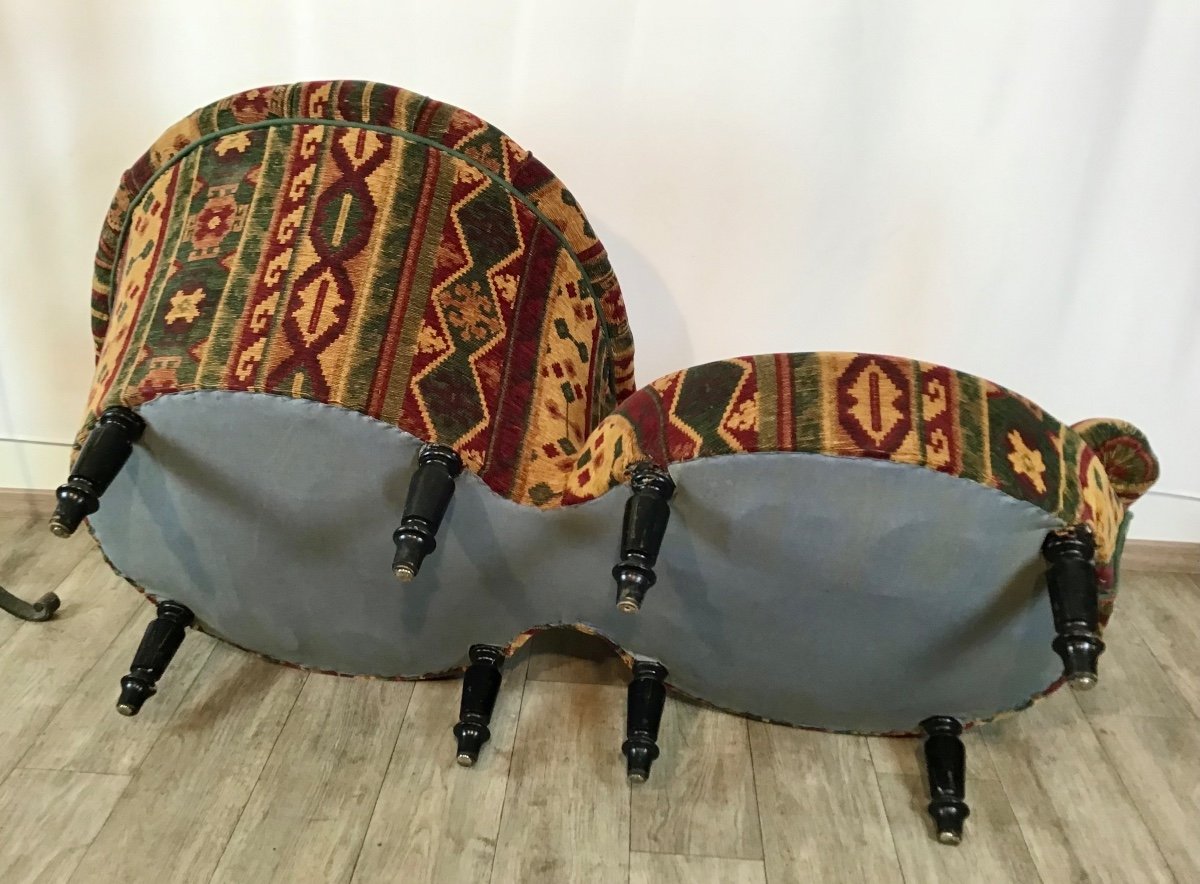 Confident Napoleon III Period Pair Of Armchairs In S Nineteenth Bench Smoking Club Spirit-photo-4