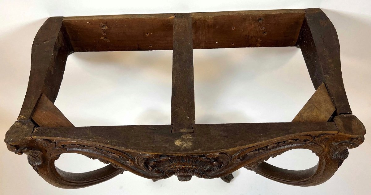 Console 18eme Siècle D’époque Louis XV En Bois Naturel Et Dessus De Marbre-photo-4