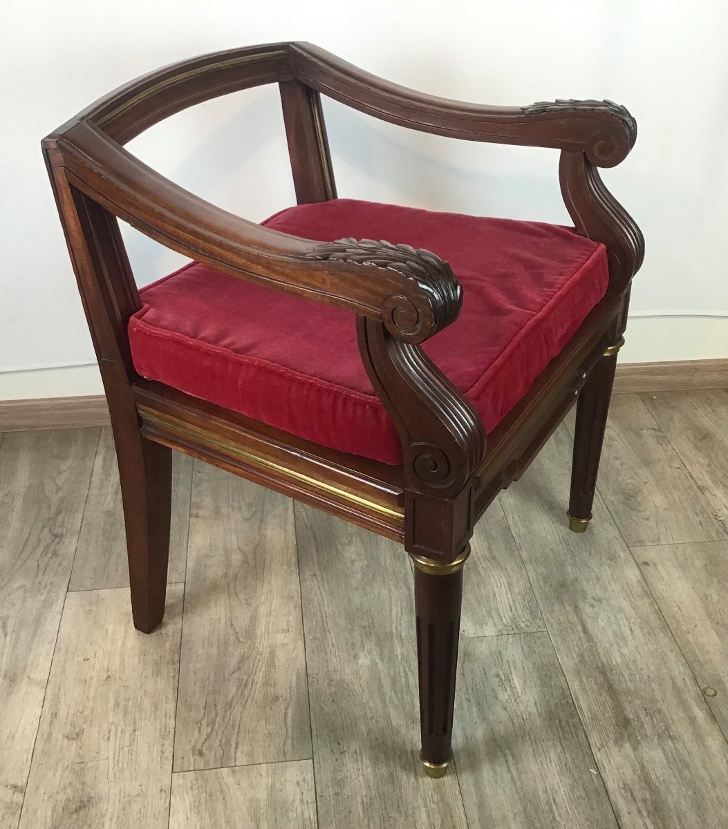 Proantic: Louis XVI Office Armchair In Solid Mahogany Caning Early 20t