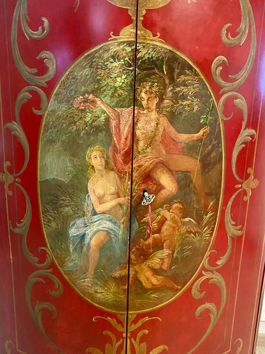 Encoignure Italienne Rouge Sombre Armoire D&rsquo;angle De Style Baroque -photo-3