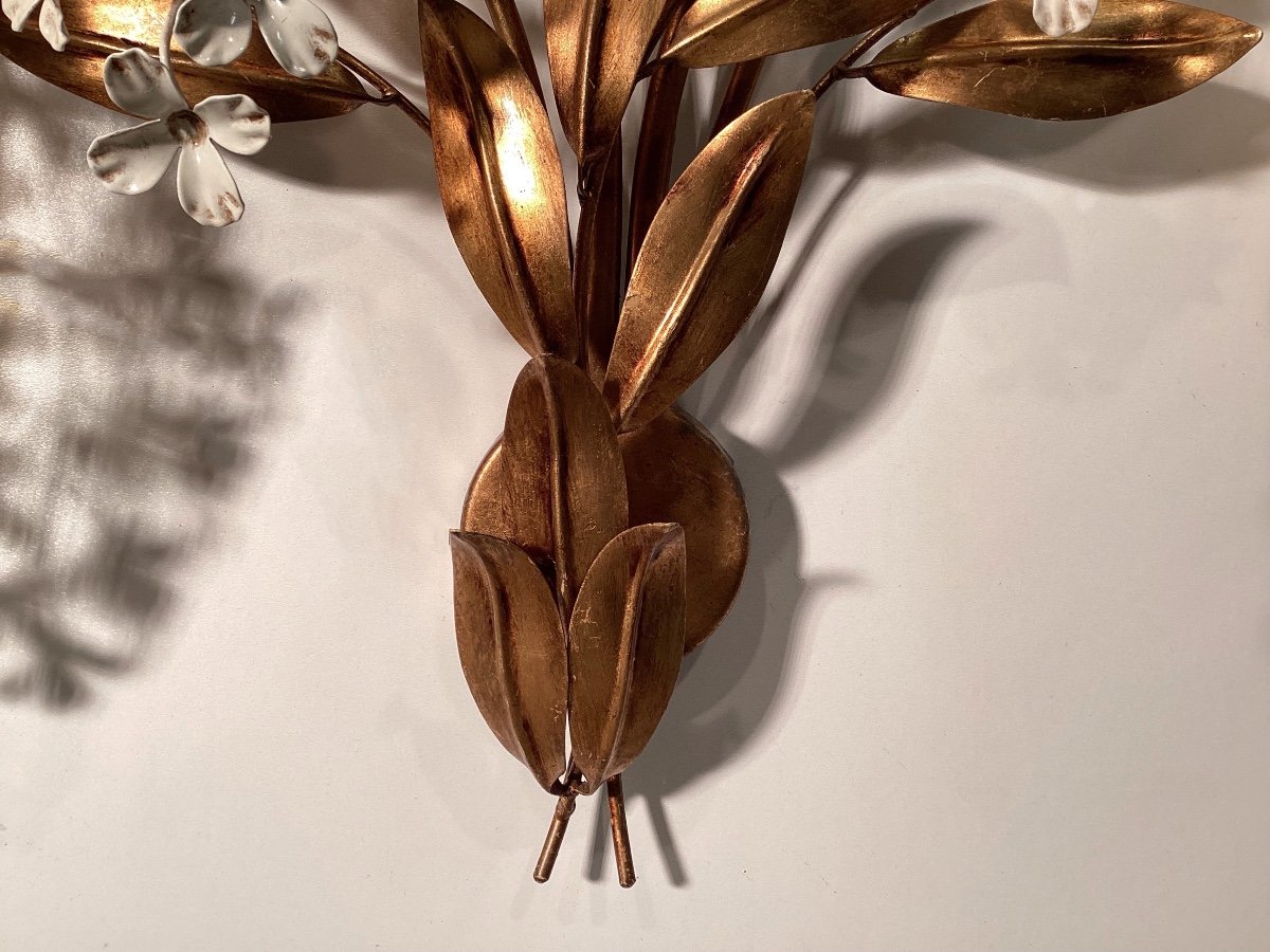 Hans Kogl Very Large Wall Lamp In Golden Metal With 4 Lights 1960s -photo-1