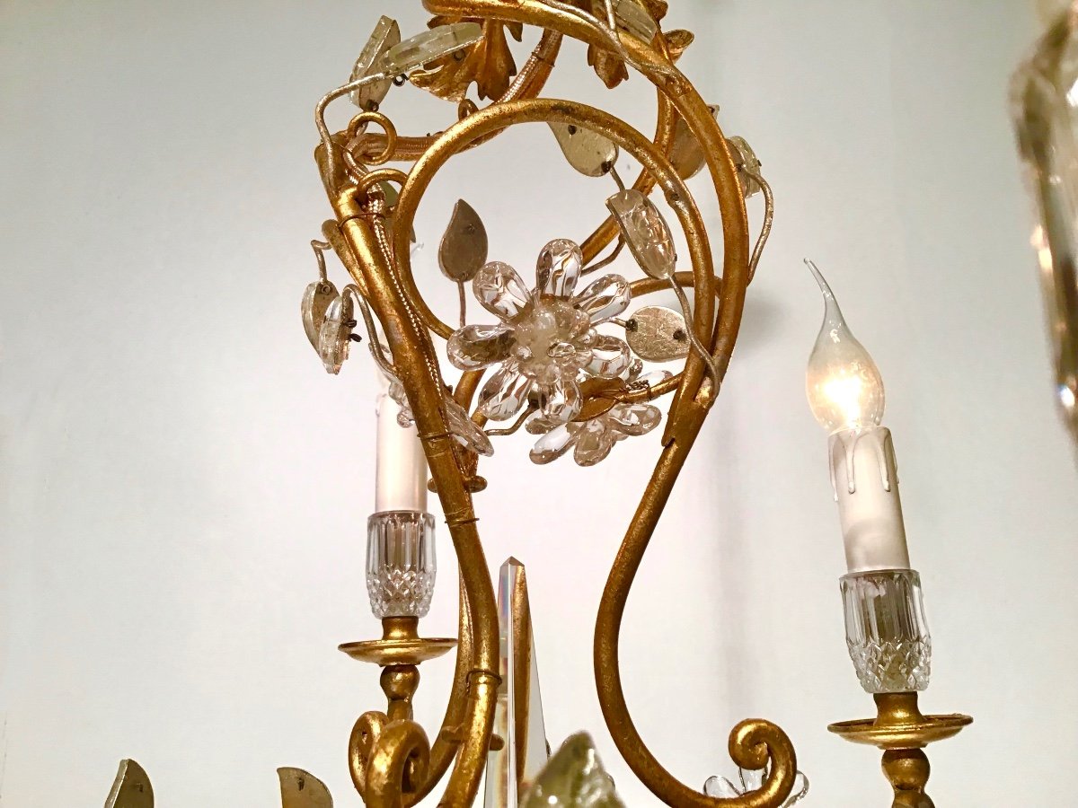 Chandelier Crystal And Gold Metal With 6 Arms Of Light Louis XV-photo-4