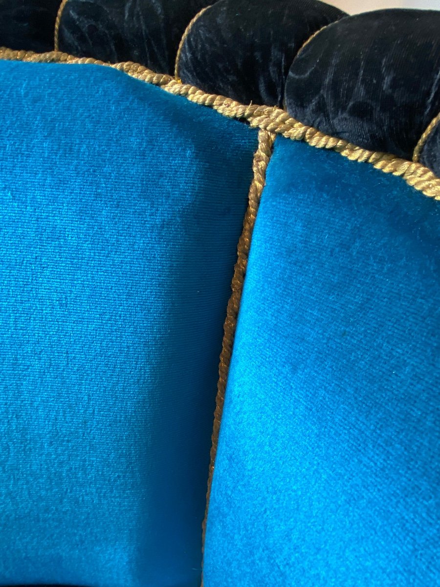 Paire De Chauffeuses Bleu Turquoise  Art Deco-photo-2