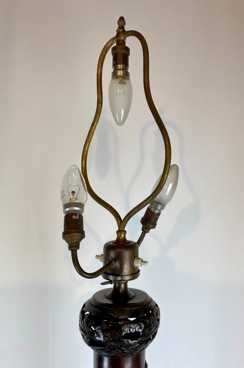 Japanese Floor Lamp, Meji Period, Bronze, 19th Century Japan-photo-8