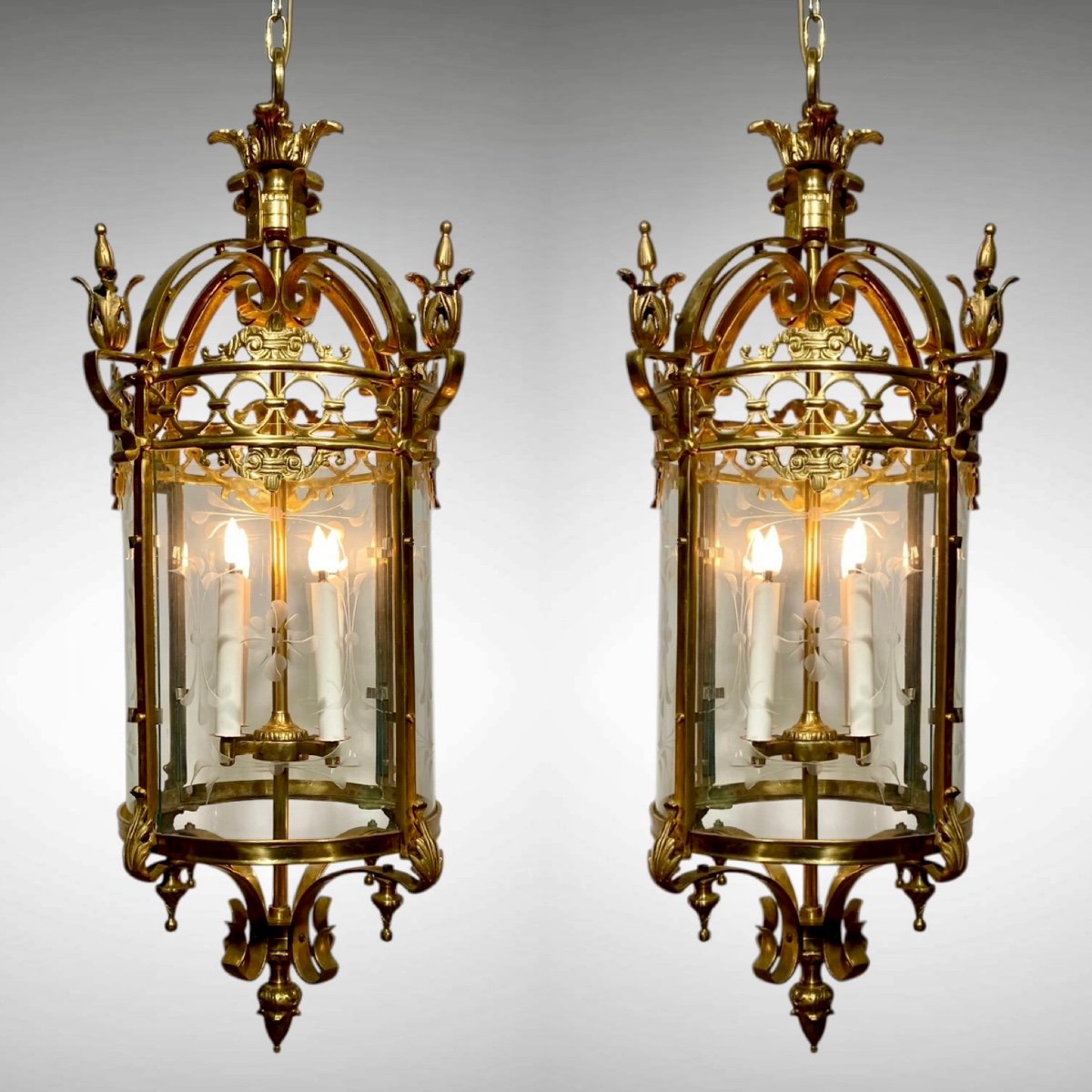 Large Lanterns Chandeliers Wall Lights Solid Bronze 4 Lights Louis XVI
