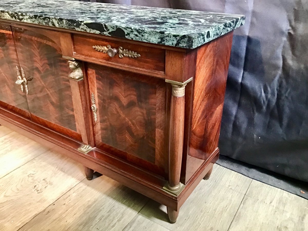 Miniature Empire Mahogany Sideboard Inside Oak  Green Marble Master's Furniture Dollhouse -photo-3