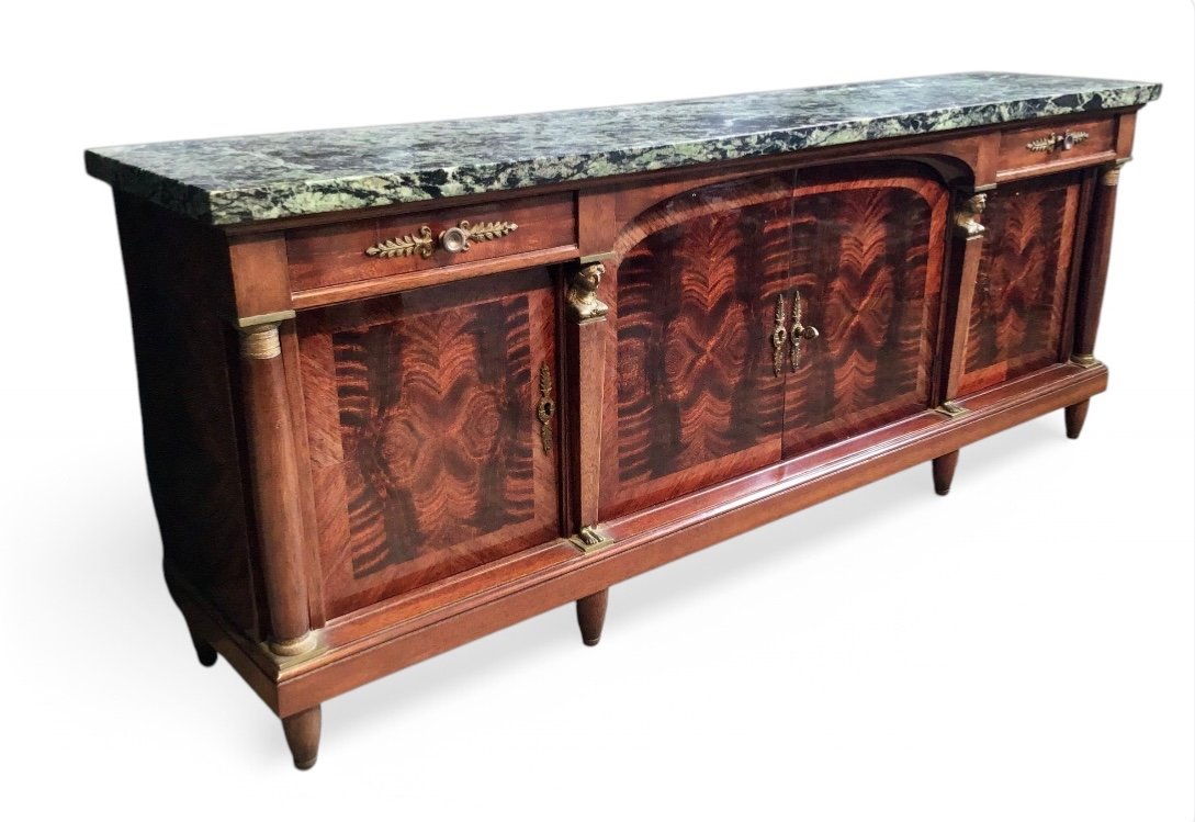 Miniature Empire Mahogany Sideboard Inside Oak  Green Marble Master's Furniture Dollhouse 