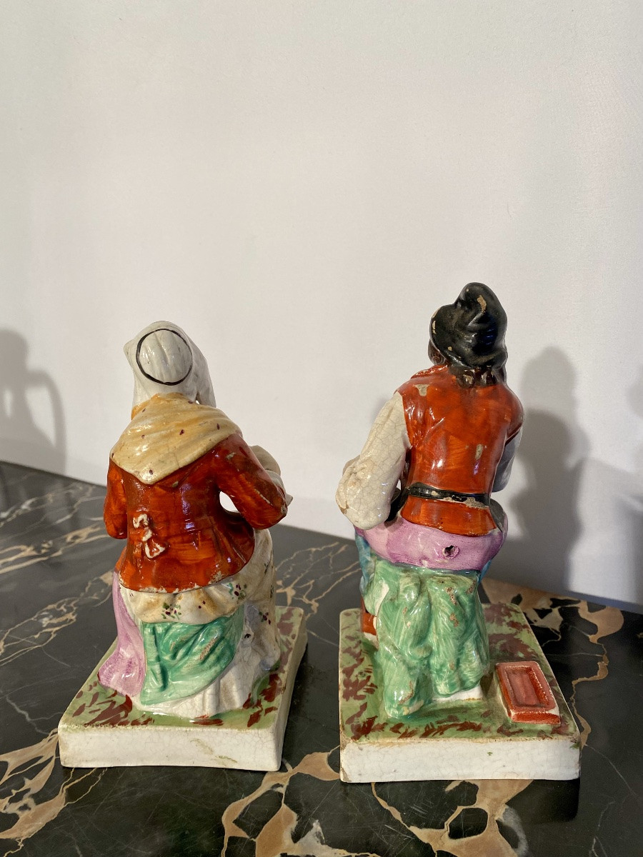 Paire Figurines Anglaises D’époque Victorienne En Porcelaine 1870-photo-1