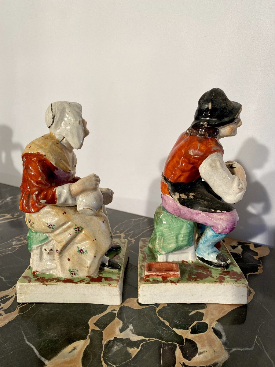 Paire Figurines Anglaises D’époque Victorienne En Porcelaine 1870-photo-2