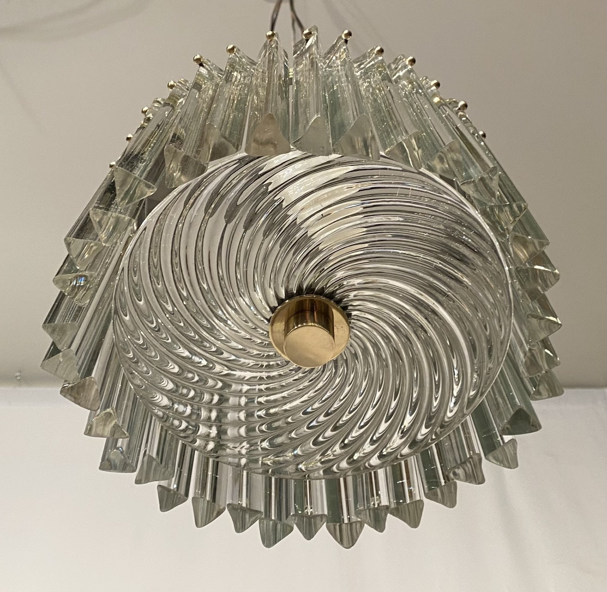Modernist Art Deco Brass Bronze And Glass Ceiling Light Series Chandelier Pendant Lamp Venini -photo-1