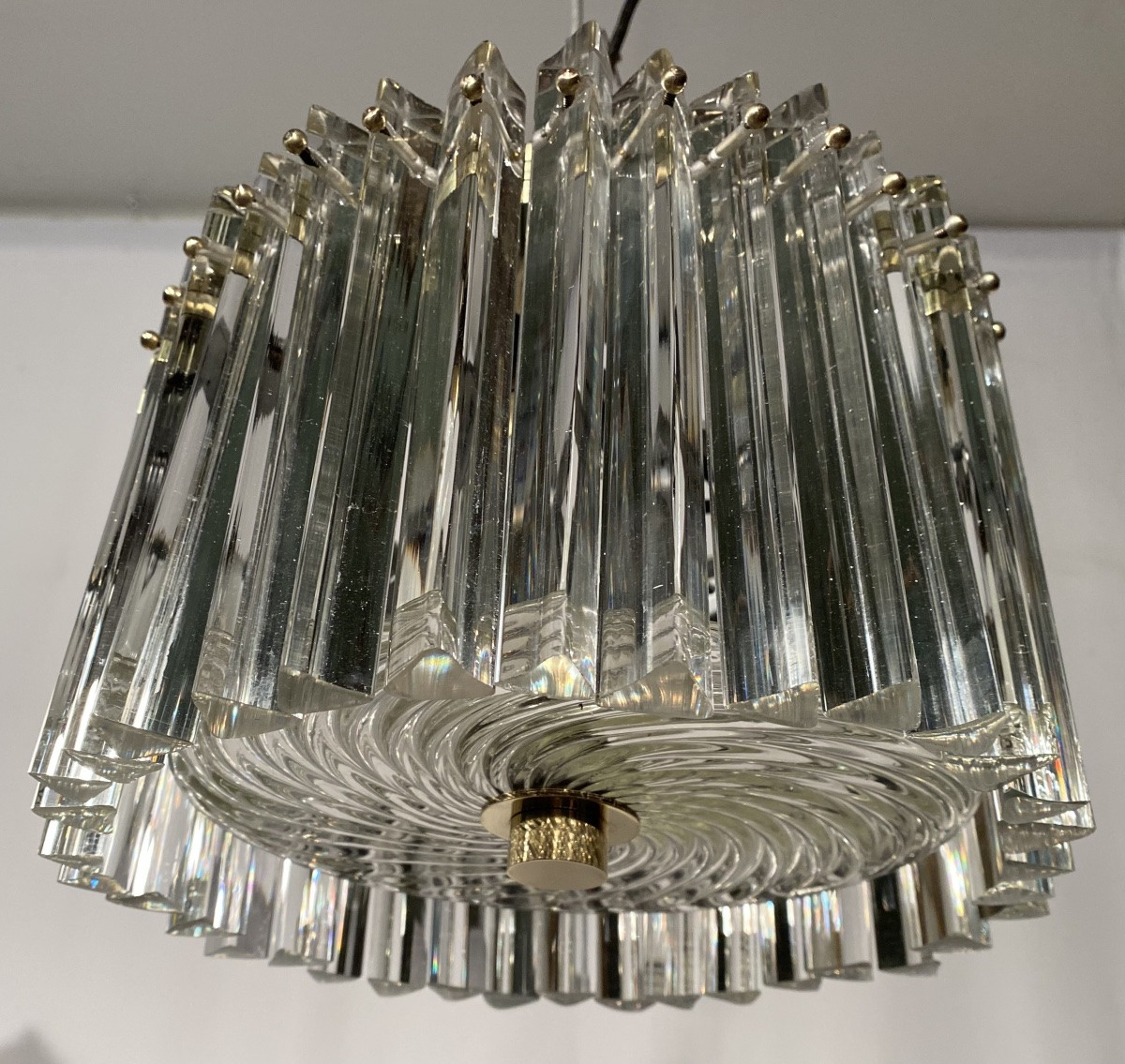 Modernist Art Deco Brass Bronze And Glass Ceiling Light Series Chandelier Pendant Lamp Venini -photo-2