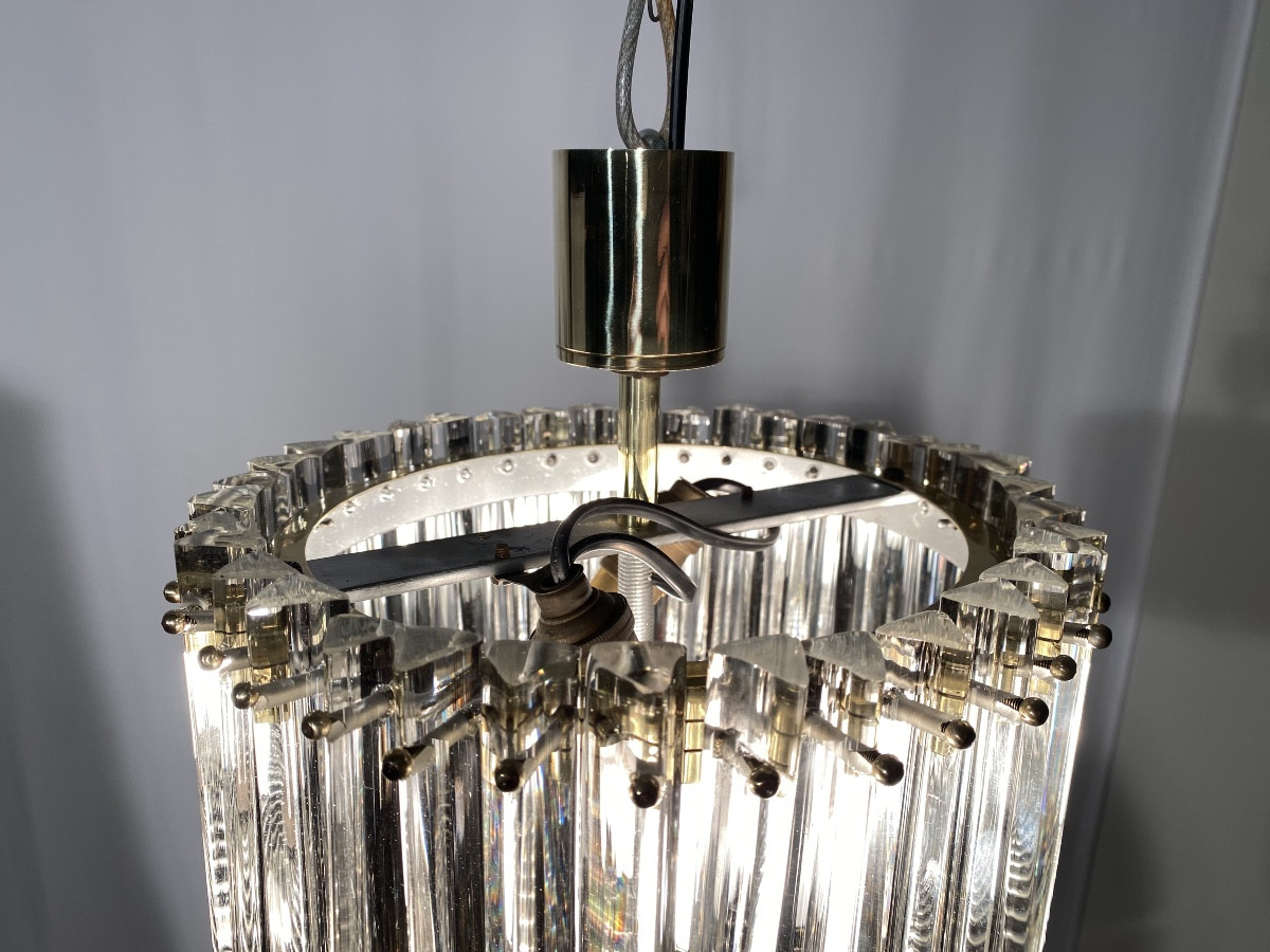 Modernist Art Deco Brass Bronze And Glass Ceiling Light Series Chandelier Pendant Lamp Venini -photo-3