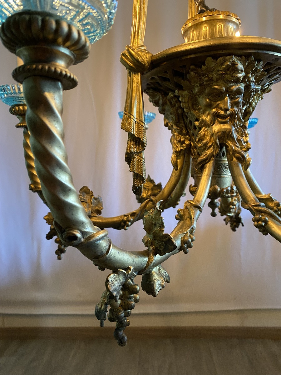 19th Century Bronze Chandelier Centered On A Sculpture Of The God Mercury -photo-4