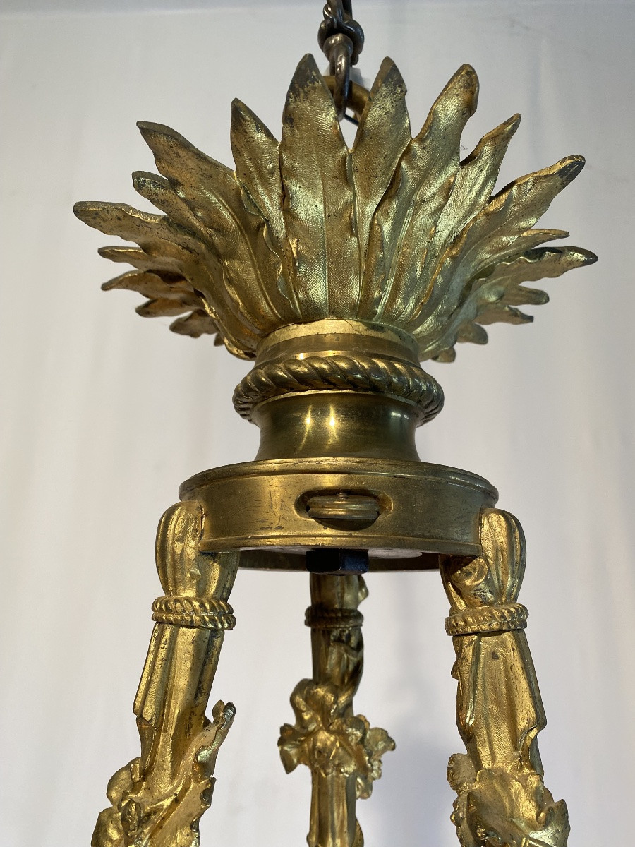 19th Century Bronze Chandelier Centered On A Sculpture Of The God Mercury -photo-1