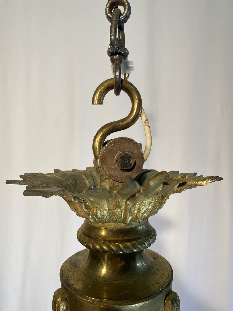 19th Century Bronze Chandelier Centered On A Sculpture Of The God Mercury -photo-3