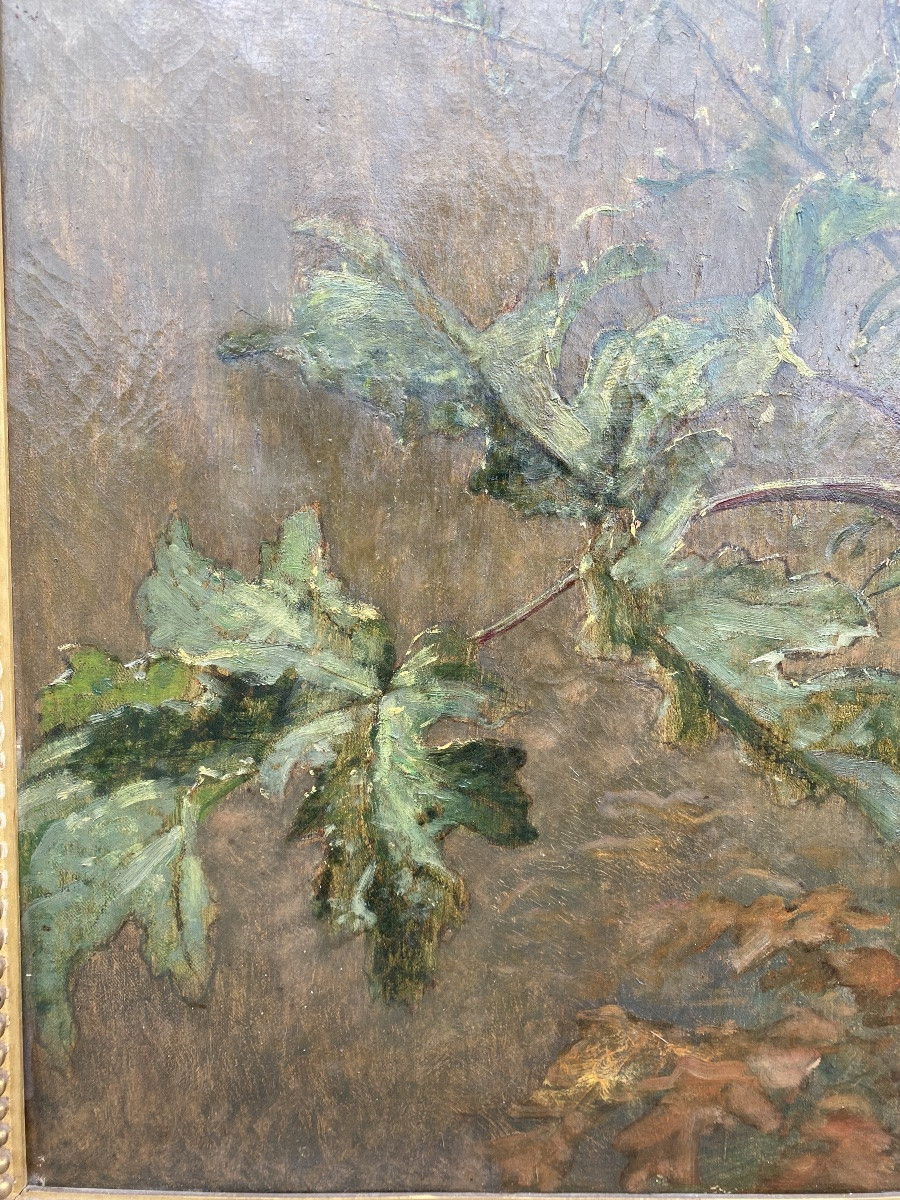 Alexis Kreyder tableau nature fleurs feuillages papillons et scarabée 19eme siècle -photo-2