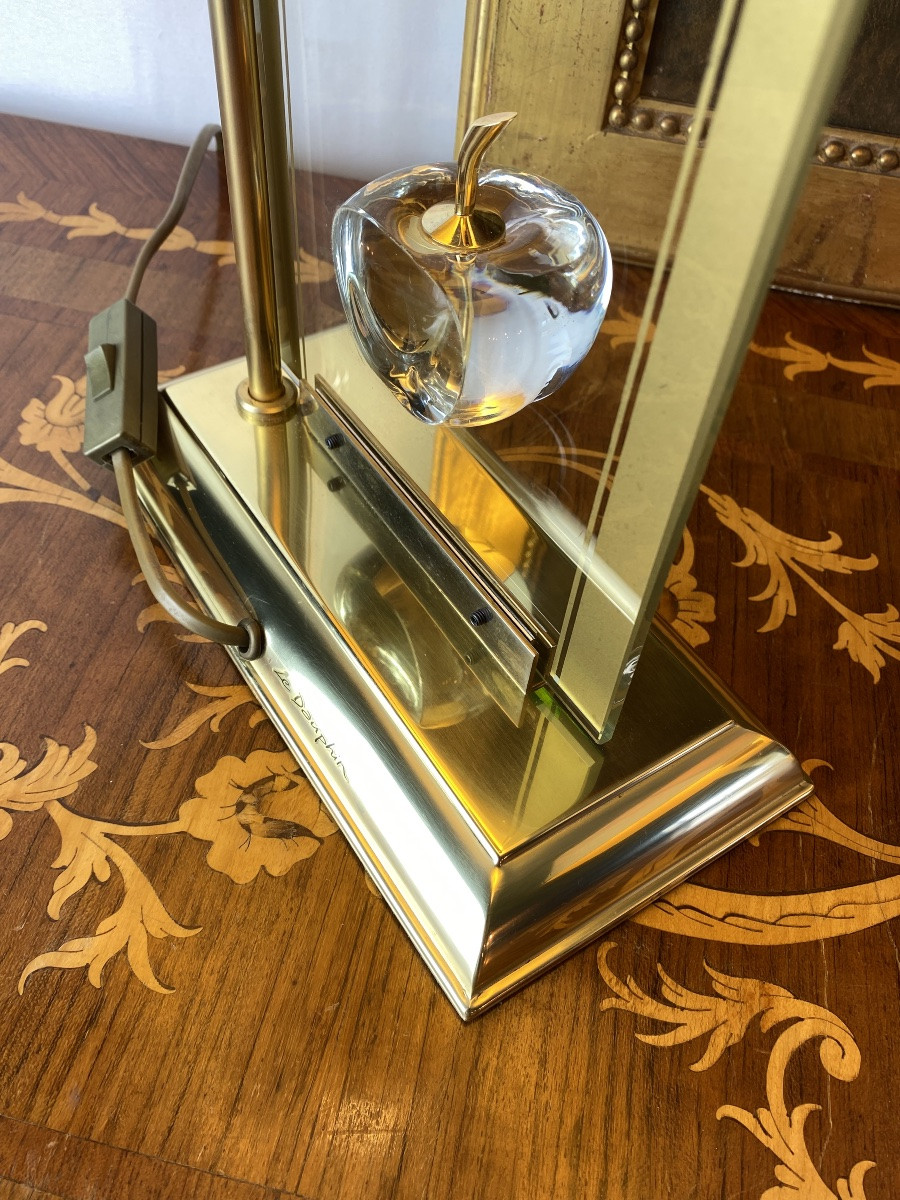 Paire de lampes en verre et laiton Le Dauphin design années 1970 -photo-1