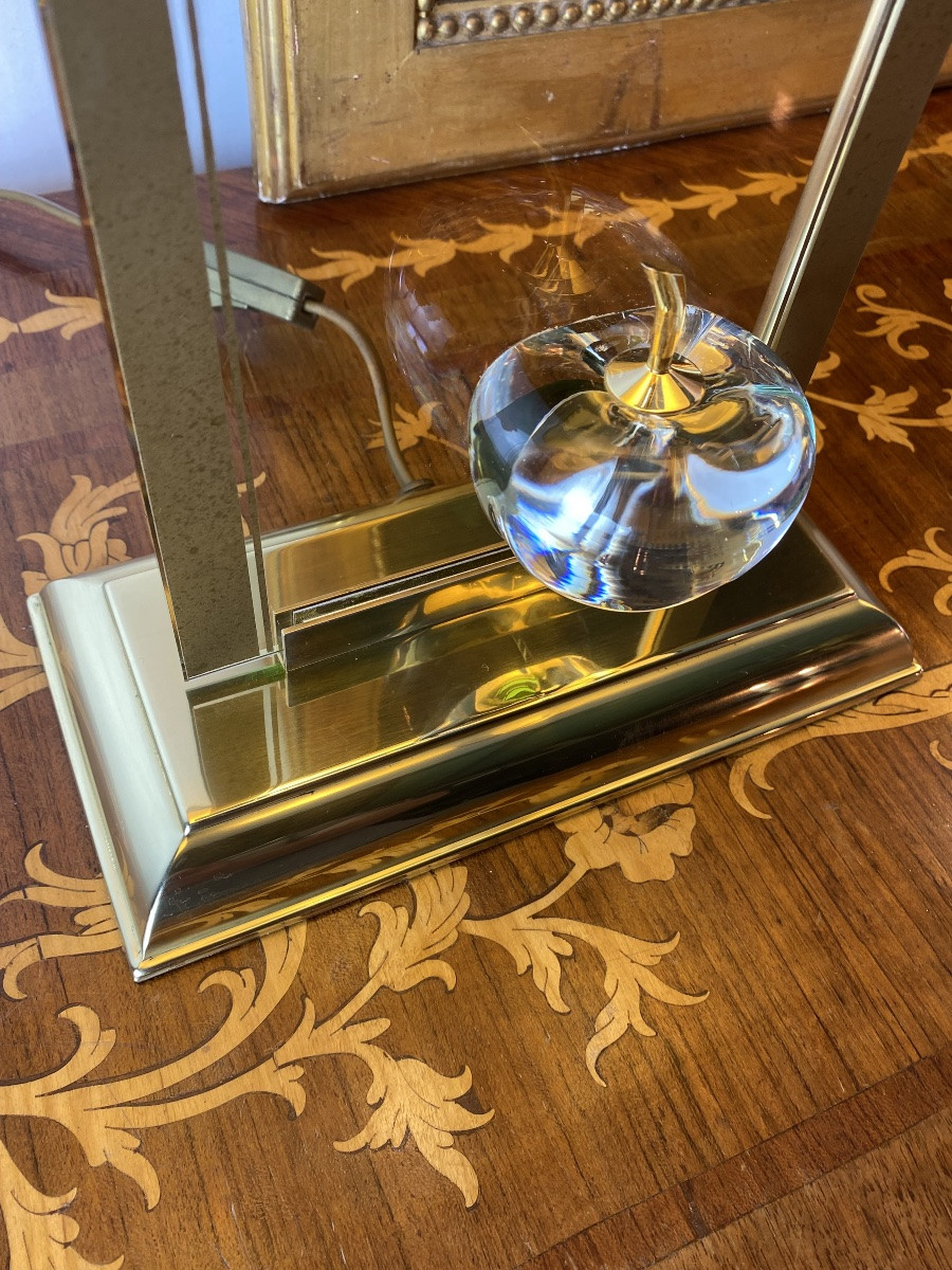 Paire de lampes en verre et laiton Le Dauphin design années 1970 -photo-3