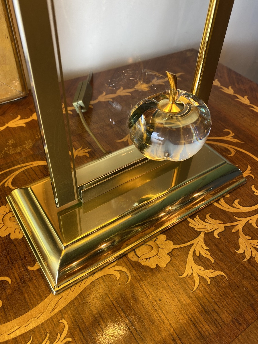 Paire de lampes en verre et laiton Le Dauphin design années 1970 -photo-4