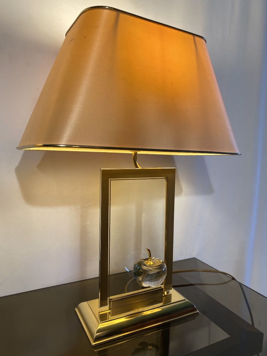 Paire de lampes en verre et laiton Le Dauphin design années 1970 -photo-5