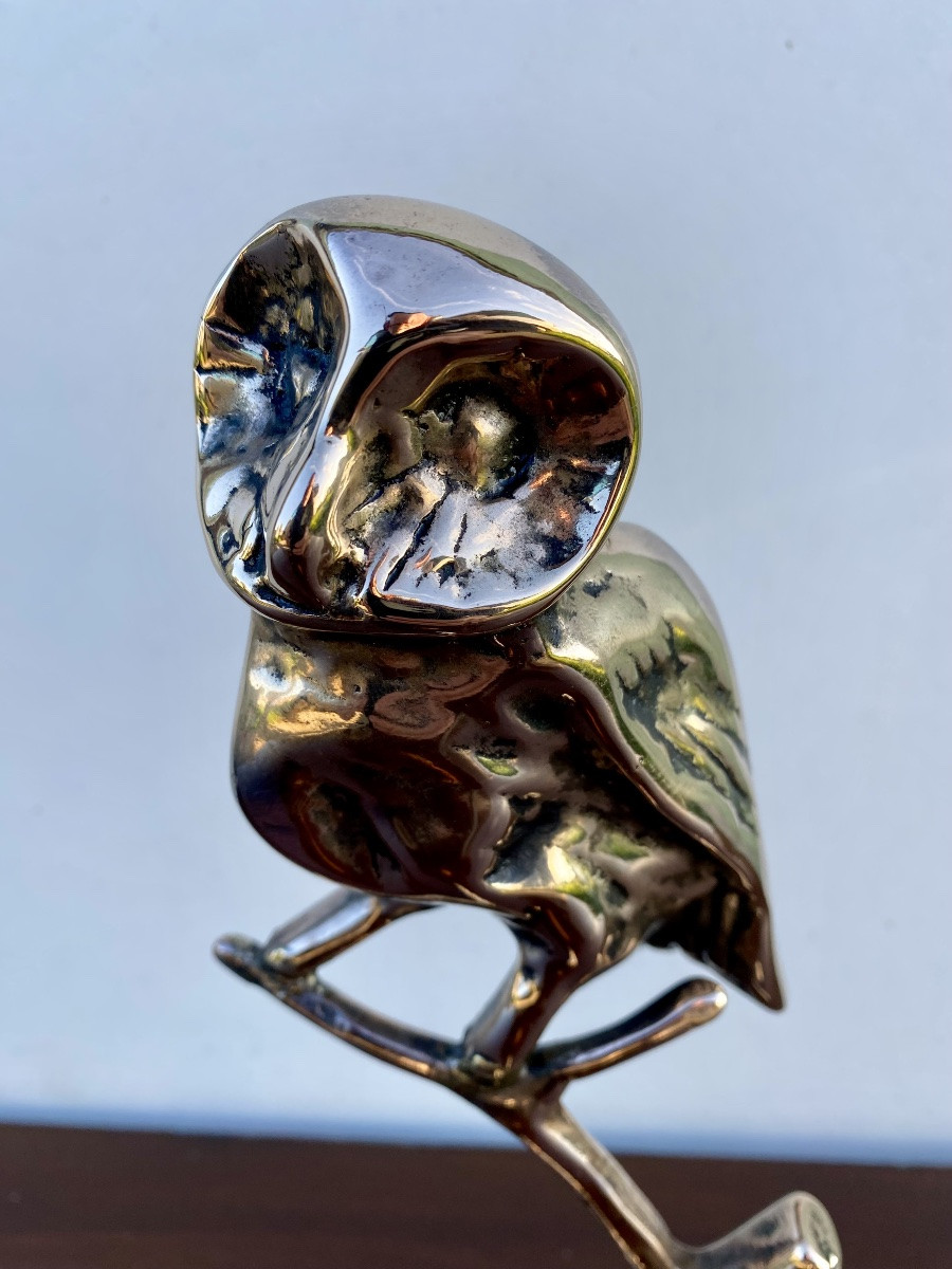 Yves Loh&eacute; sculpture en bronze chouette sign&eacute;e -photo-3