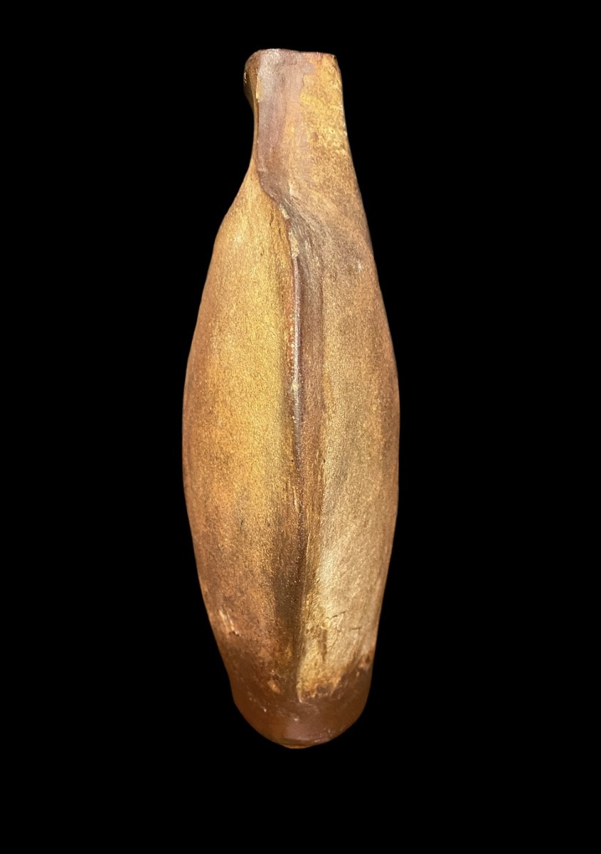 Jacques Laroussinie Ceramics, Free-form, Flat, Architectural Stoneware Vase, 1970-photo-4