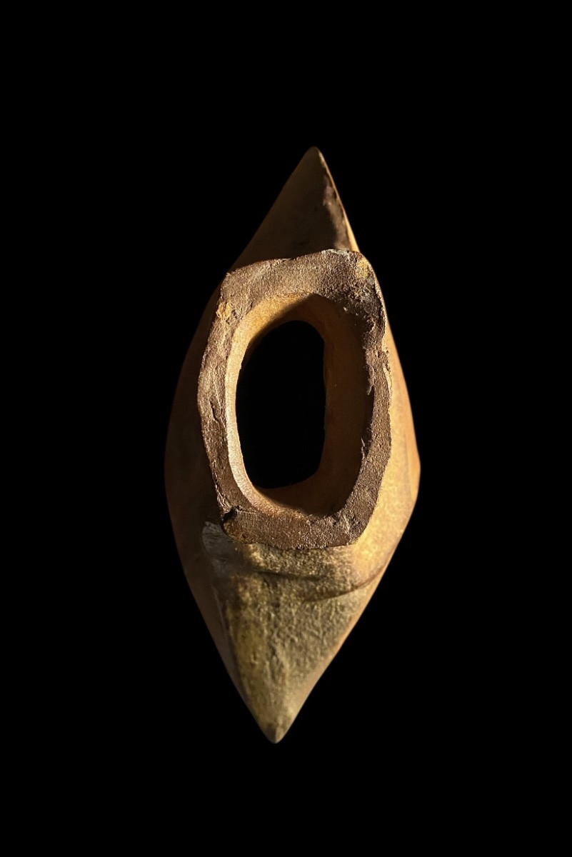 Jacques Laroussinie Ceramics, Free-form, Flat, Architectural Stoneware Vase, 1970-photo-1