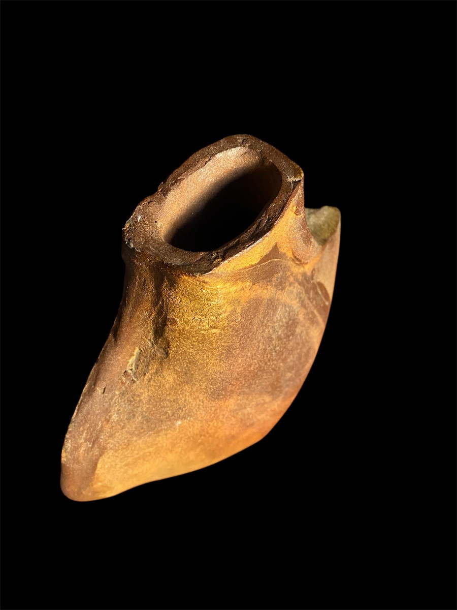 Jacques Laroussinie Ceramics, Free-form, Flat, Architectural Stoneware Vase, 1970-photo-2