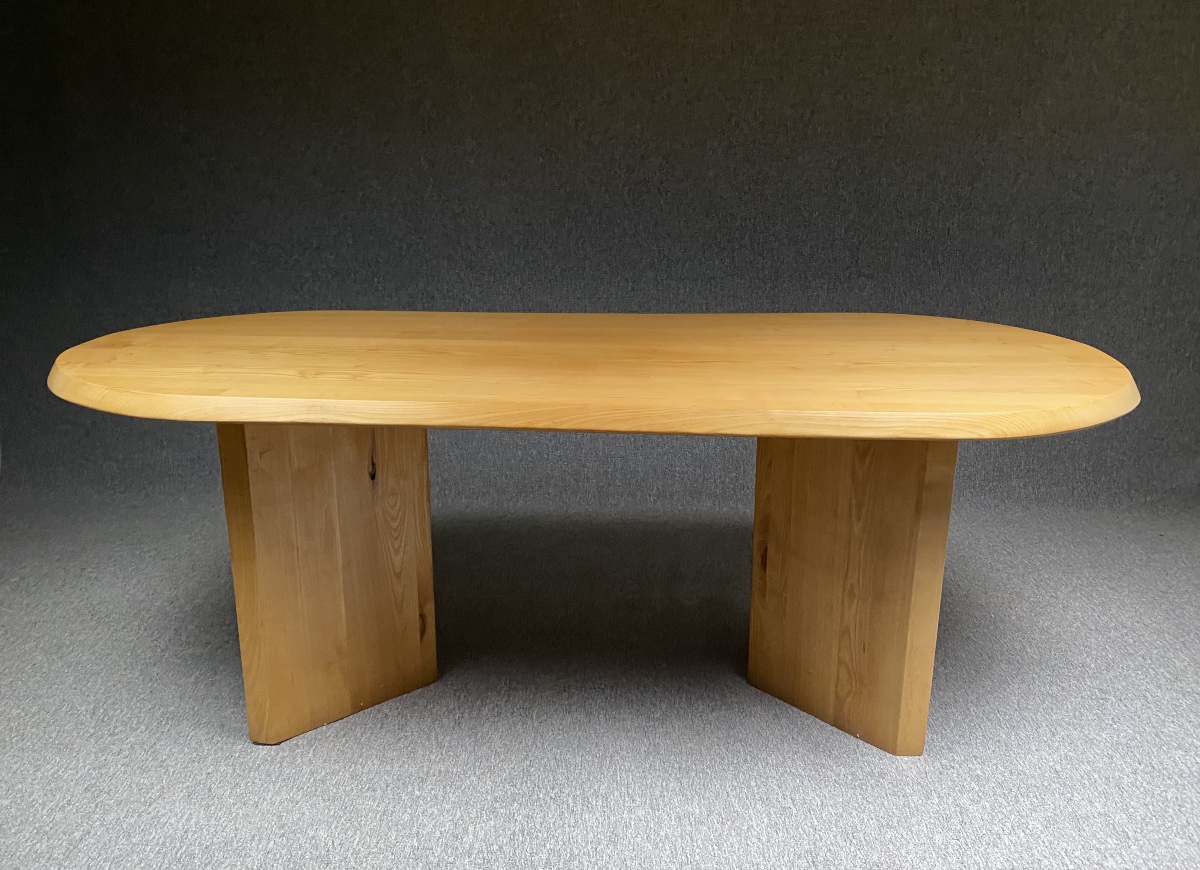 Oval Table In Solid Elm By Pierre Chapo 