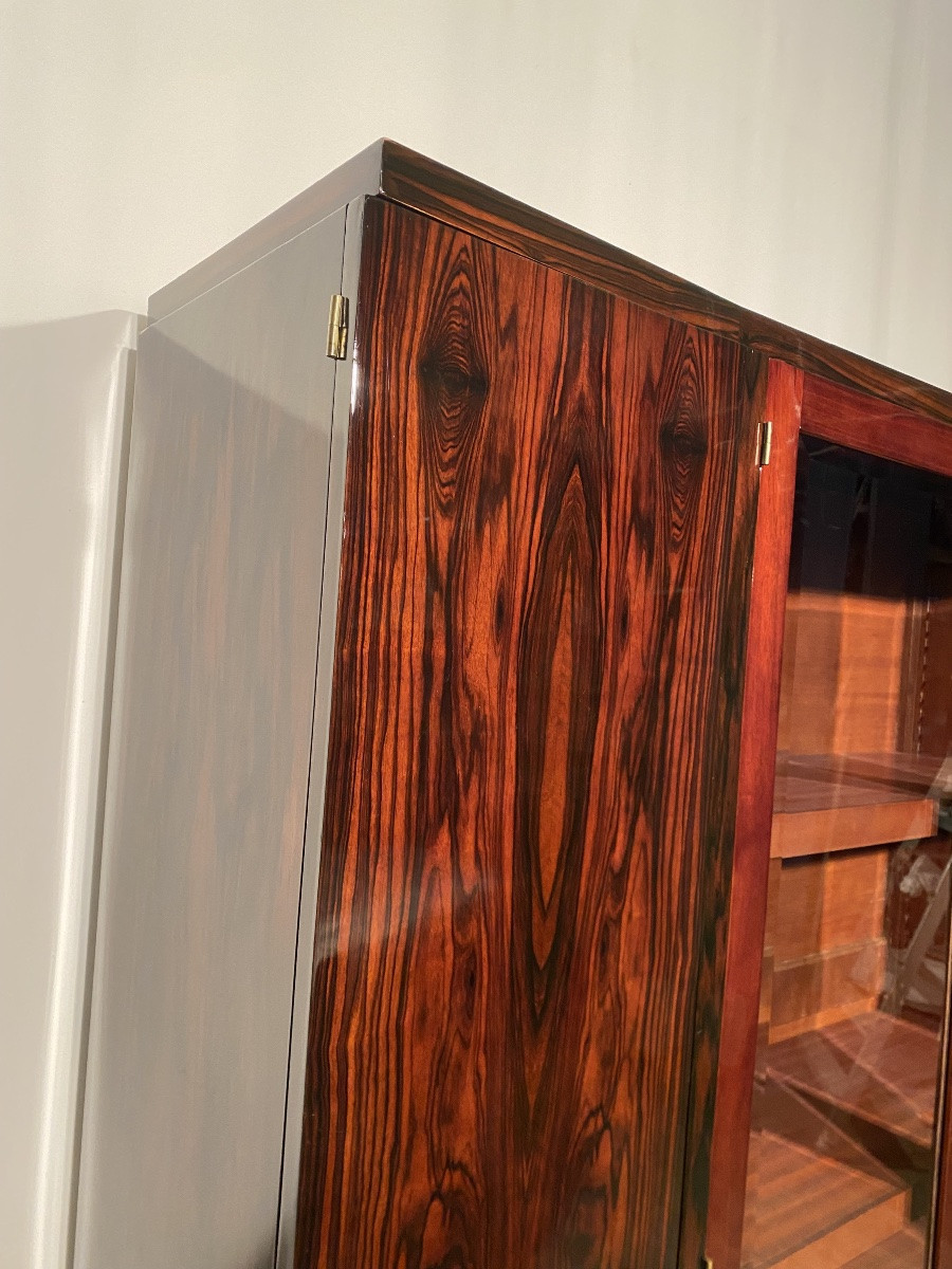Art Deco Bookcase In Rosewood And Mahogany, Slightly Curved-photo-2
