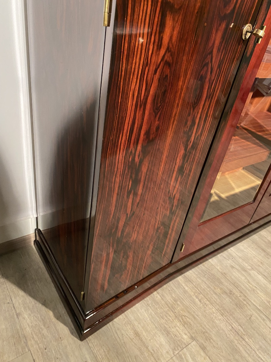 Art Deco Bookcase In Rosewood And Mahogany, Slightly Curved-photo-3