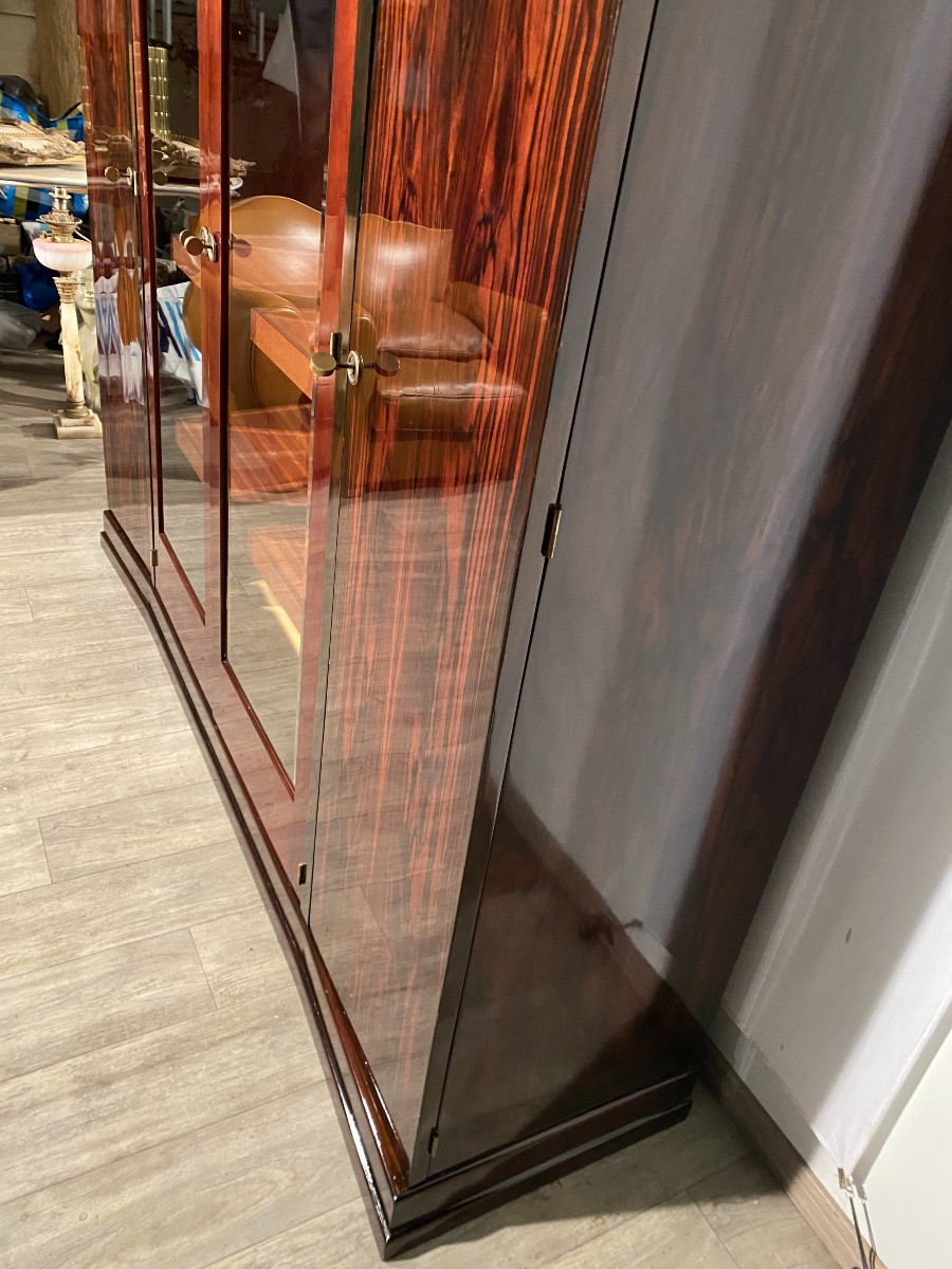 Art Deco Bookcase In Rosewood And Mahogany, Slightly Curved-photo-5