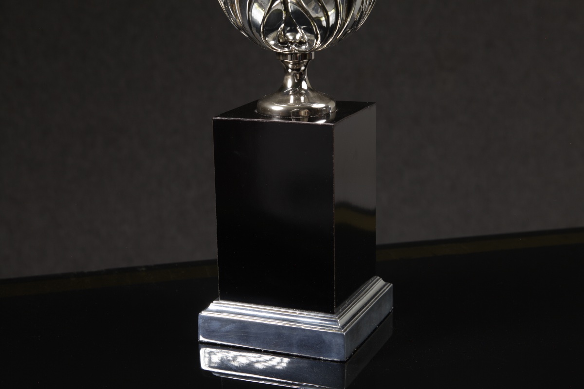1970s Chrome-plated Metal And Lacquered Wood Lamp Jansen Le Dauphin Art Deco -photo-4