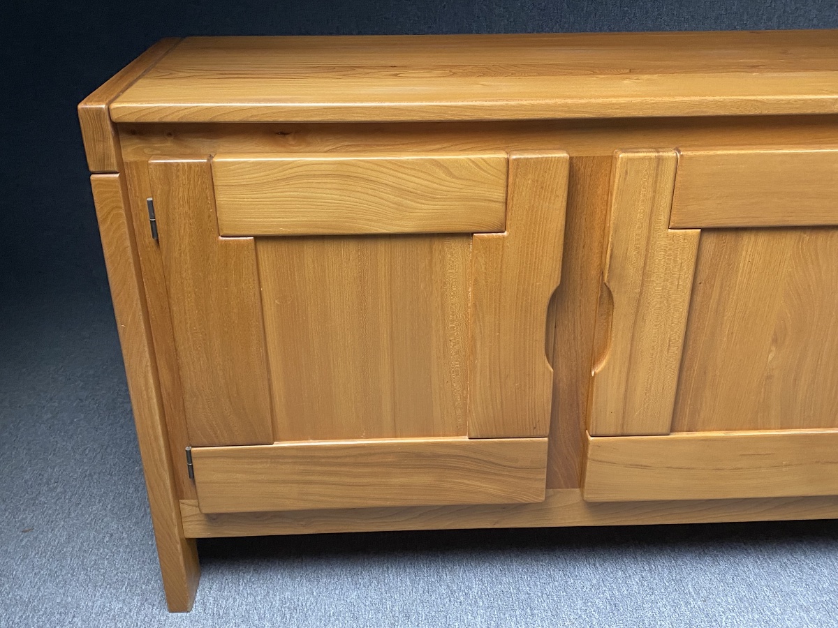 3-door Sideboard Made Of Solid Elm Maison Regain Circa The 1970s-photo-2