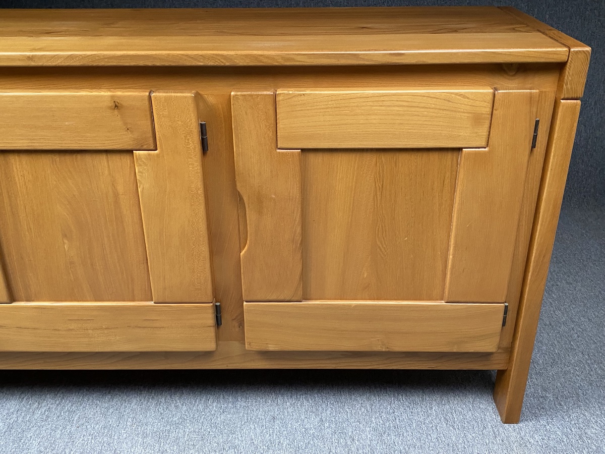 3-door Sideboard Made Of Solid Elm Maison Regain Circa The 1970s-photo-3