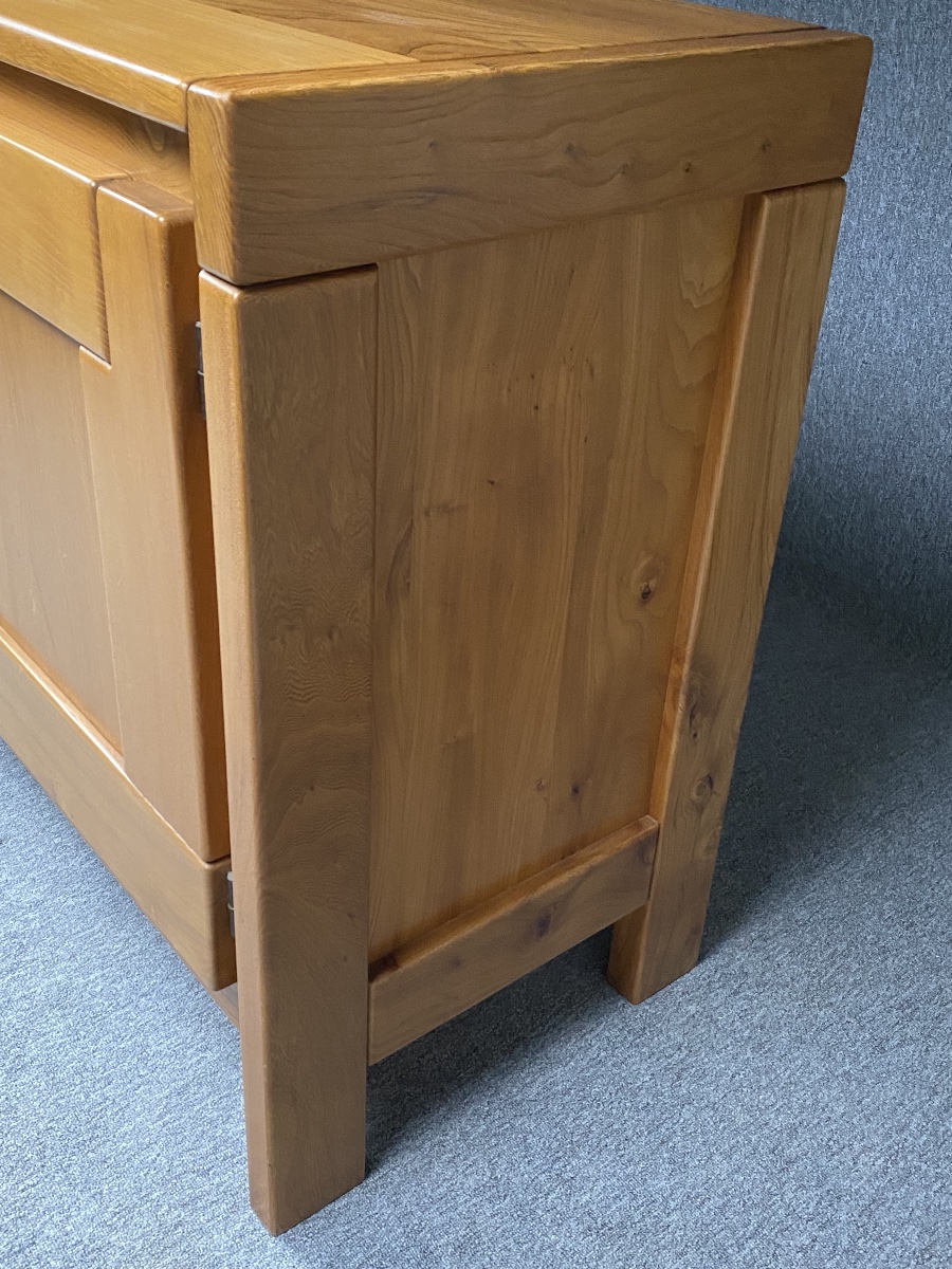 3-door Sideboard Made Of Solid Elm Maison Regain Circa The 1970s-photo-1
