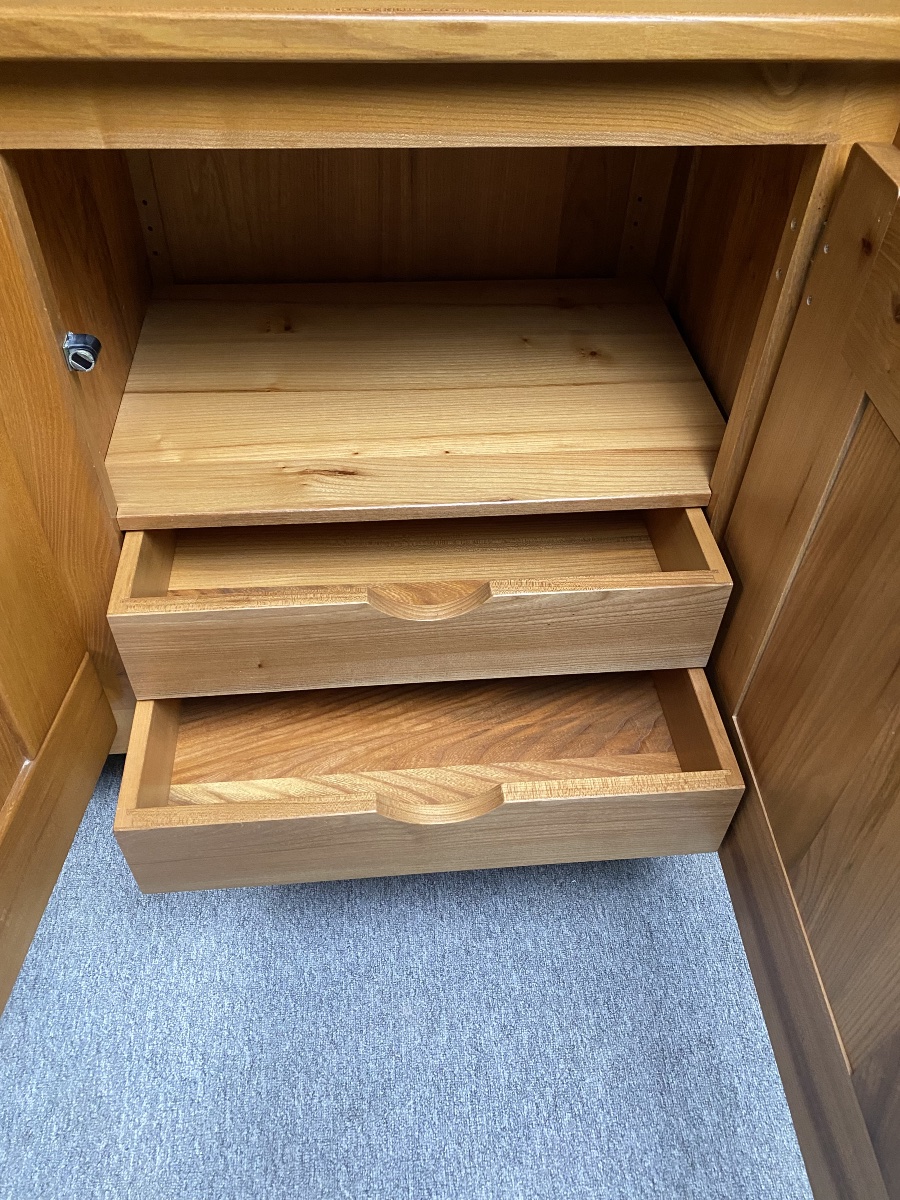 3-door Sideboard Made Of Solid Elm Maison Regain Circa The 1970s-photo-3