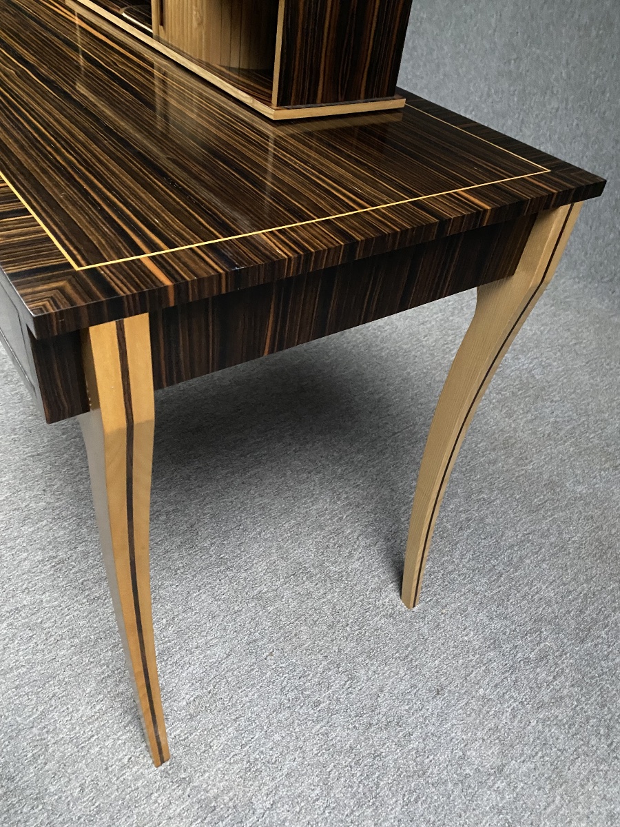 Bureau de milieu de style Néo-Art Déco en Ébène de Macassar et Sycomore XXe siècle-photo-4