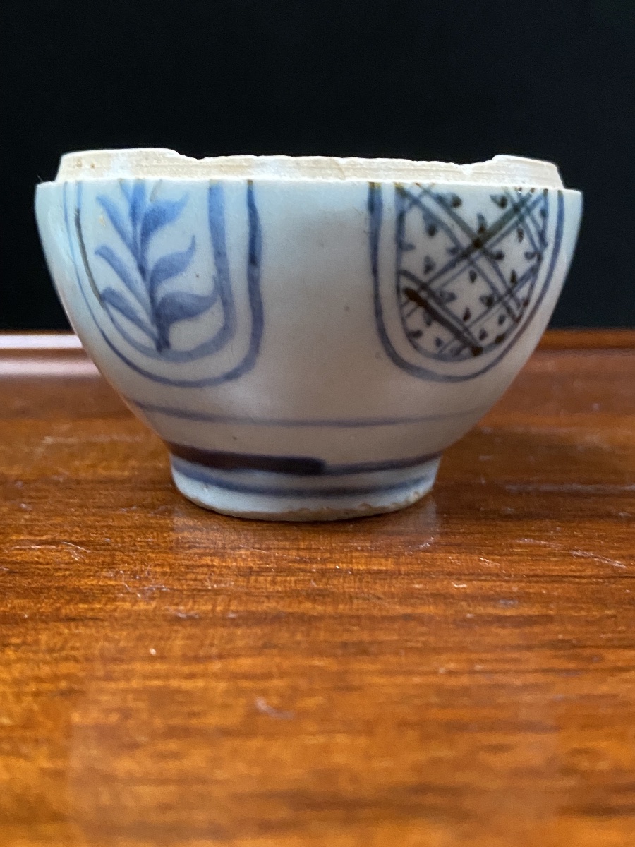 Viêt Nam Art d’Annam Dynastie Lê XVe XVIe siècle boite à fard céramique bleu cobalt et blanc -photo-2