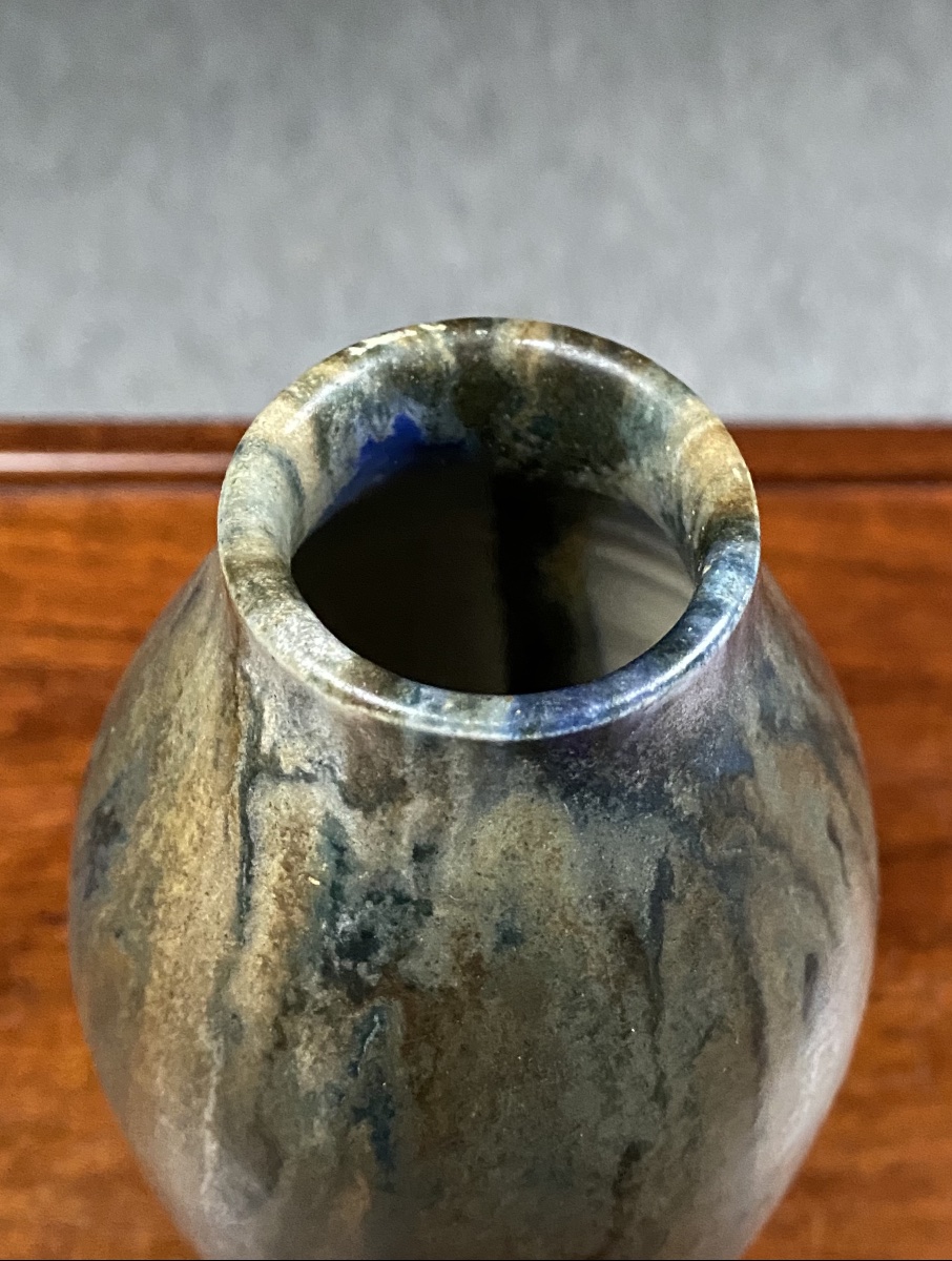 Jean Pointu, 1910. Baluster Vase In Stoneware, Carriès School, Model 158 -photo-1