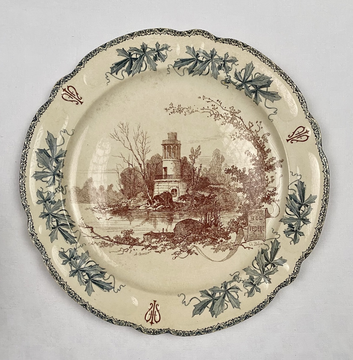Partie de service de table en faïence Terre de Fer Louis XIII HB Choisy-le-Roi fin XIXe siècle -photo-3