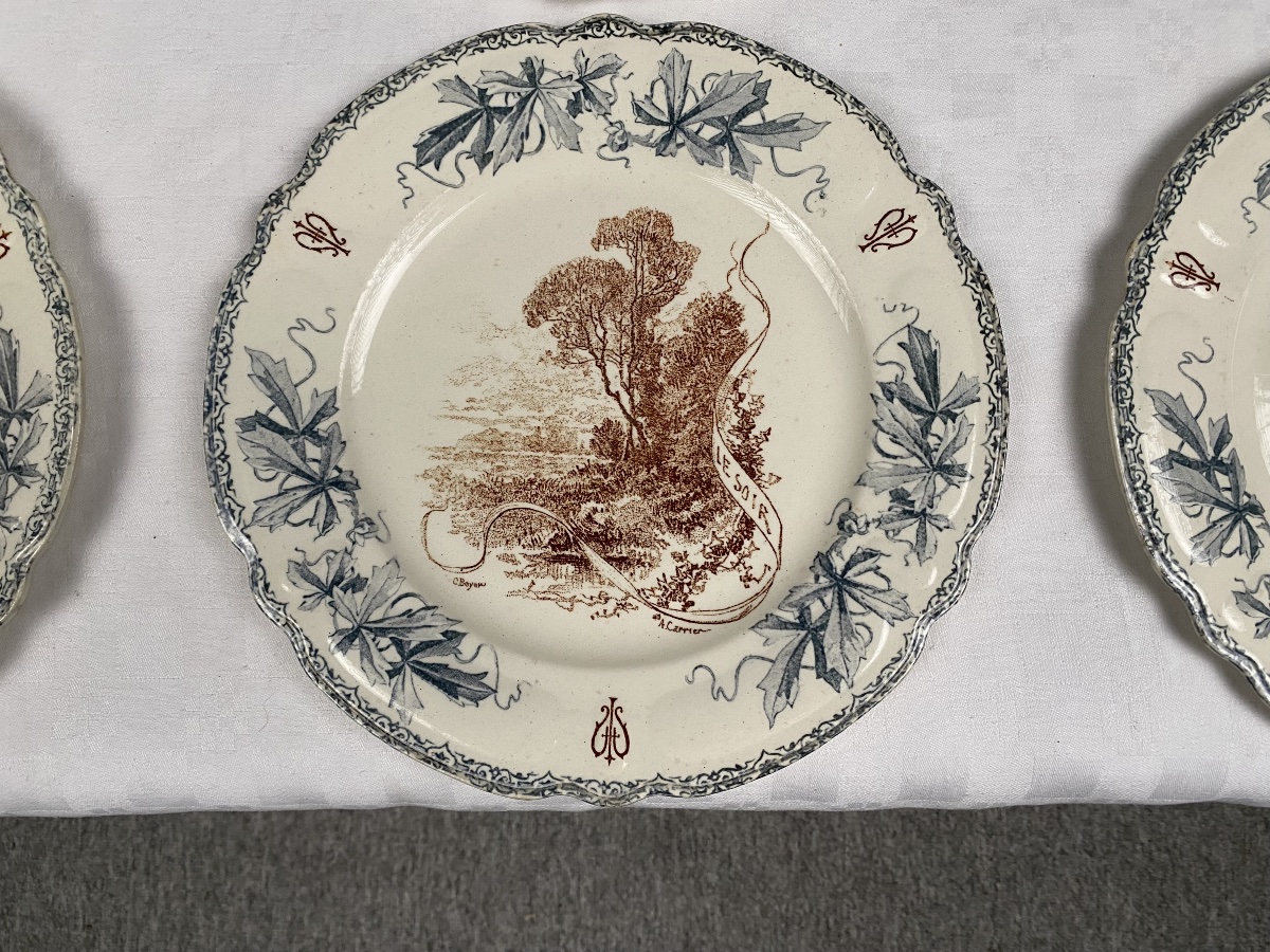 Partie de service de table en faïence Terre de Fer Louis XIII HB Choisy-le-Roi fin XIXe siècle -photo-1