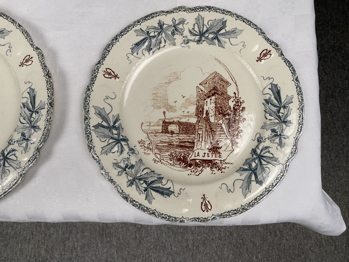 Partie de service de table en faïence Terre de Fer Louis XIII HB Choisy-le-Roi fin XIXe siècle -photo-2